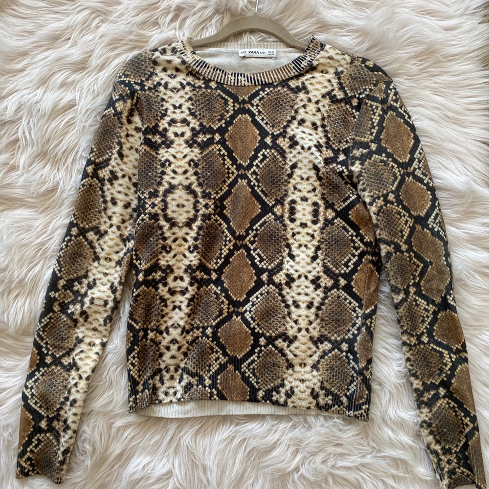 Zara Snakeskin Long Sleeve Top